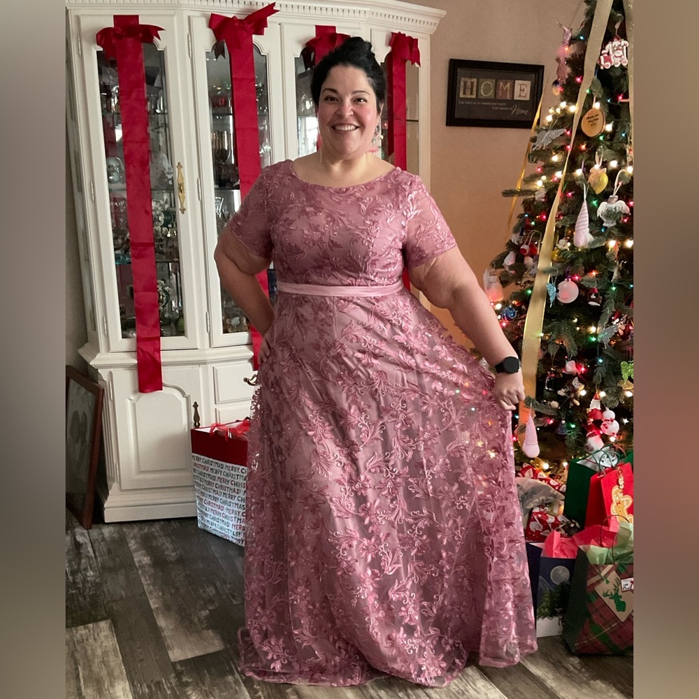 Faeriesty Elegant Short Sleeve Pink A-Line Formal Dress. Size 1X, P2P 20” - Picture 6 of 11